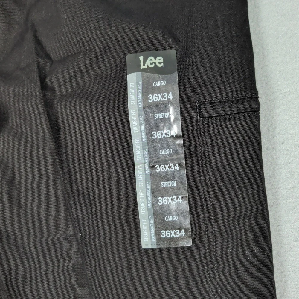 Lee Pants Mens 36x34 Black Extreme Comfort Performance Straight Fit Stretch
